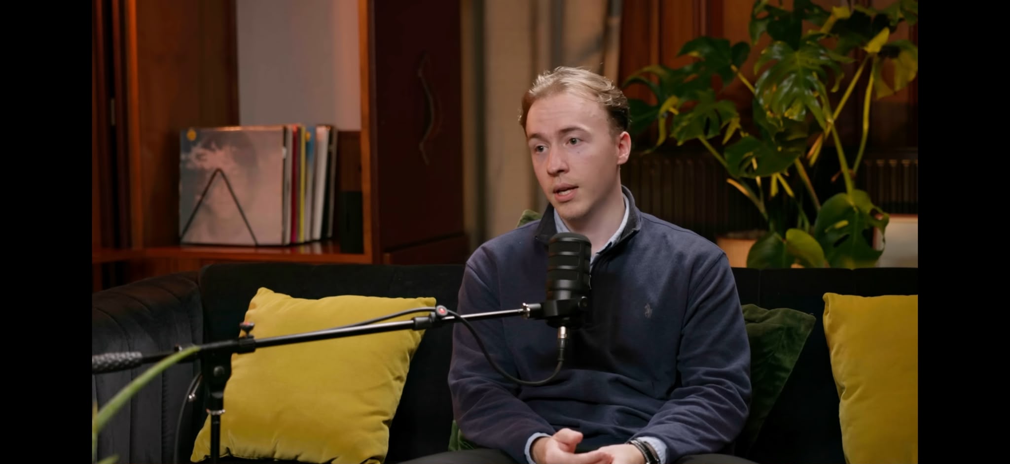 Tom Ashworth recording a podcast